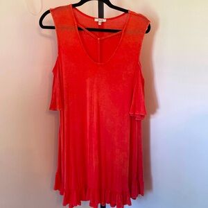 JODIFL Womens Drapy Boho Chic Bohemian Dress Top Tunic Melon Sz Small